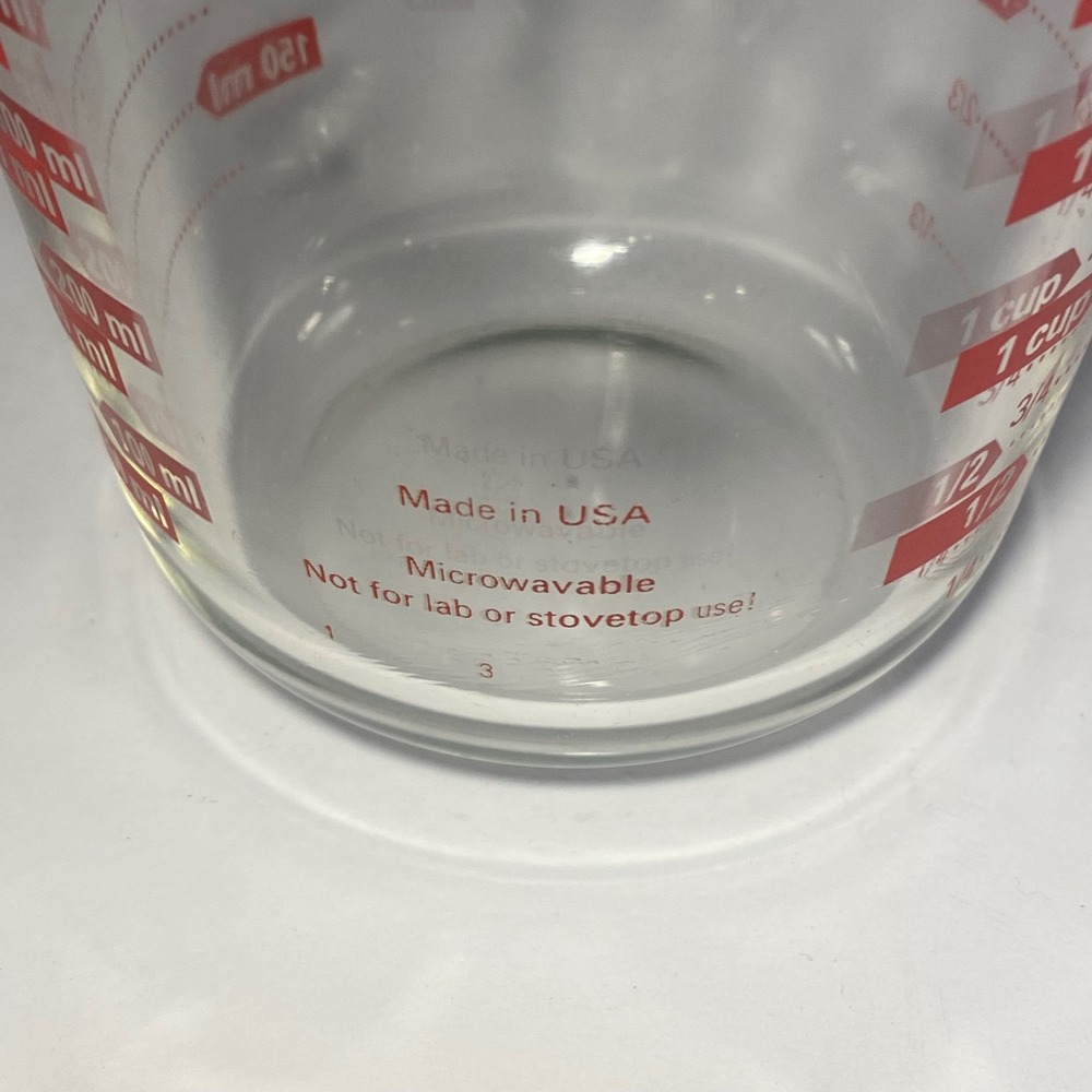 Pyrex‎ Measuring Cup 2 Cup Clear Vintage Glass Red Markings USA Made - Picture 3 of 3